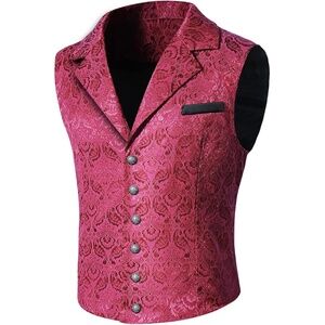 Mens Victorian gothic Steampunk Gothic brocade Paisley Suit Vest Tuxedo damask